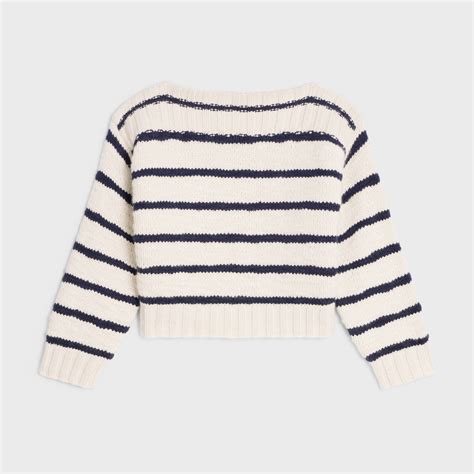 Women's Boat neck marinière sweater in cashmere 